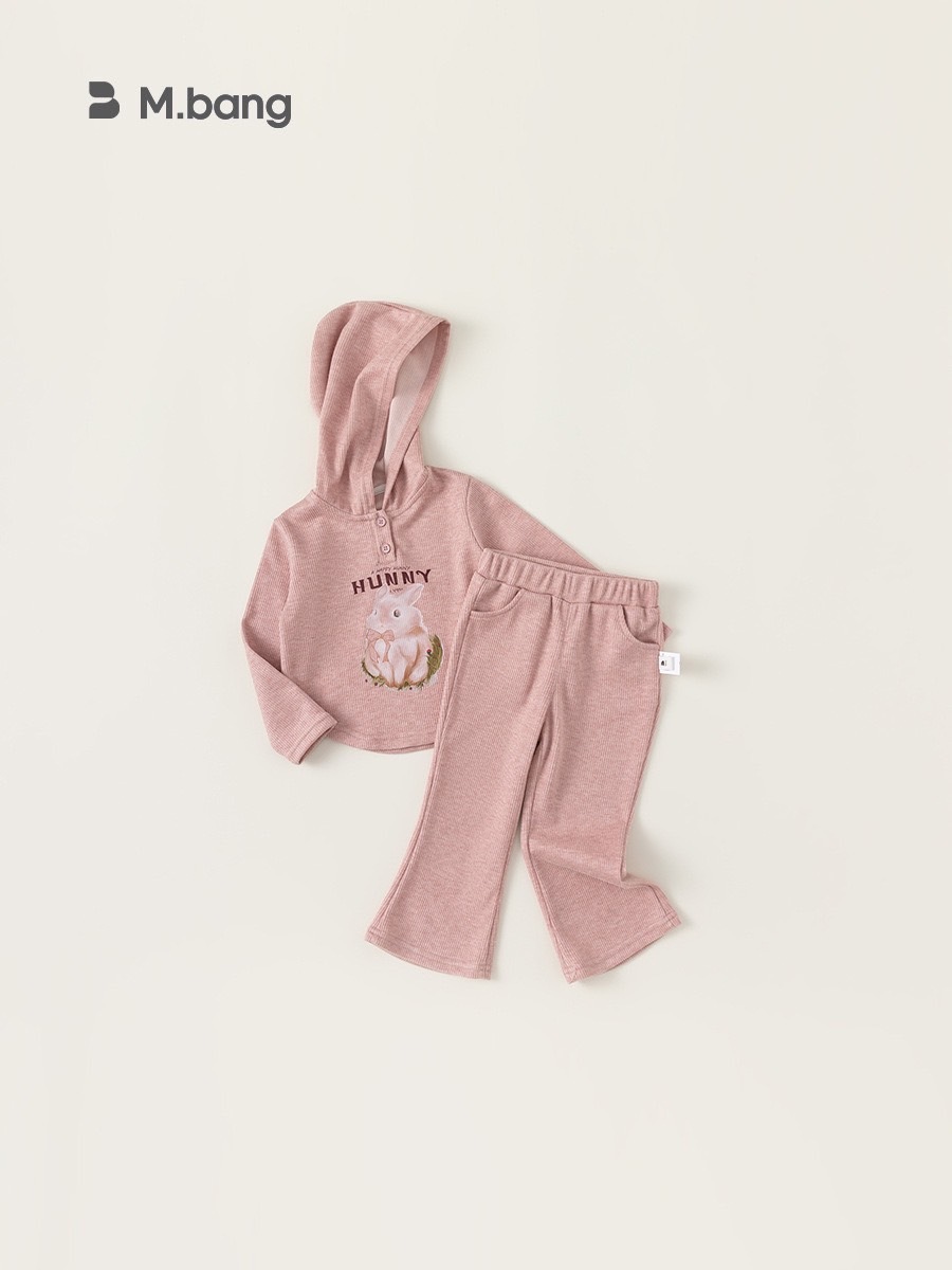 兩色兔兔喇叭褲套裝