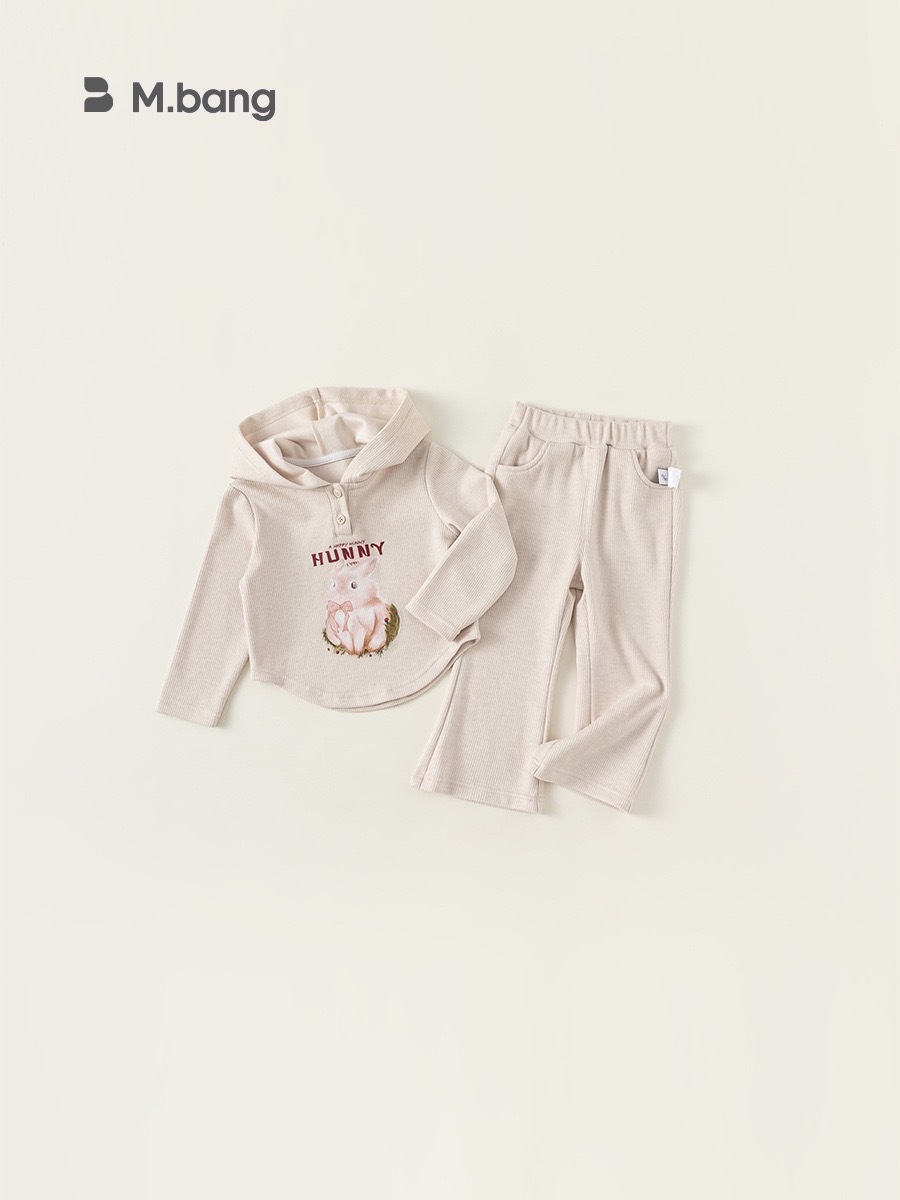 兩色兔兔喇叭褲套裝