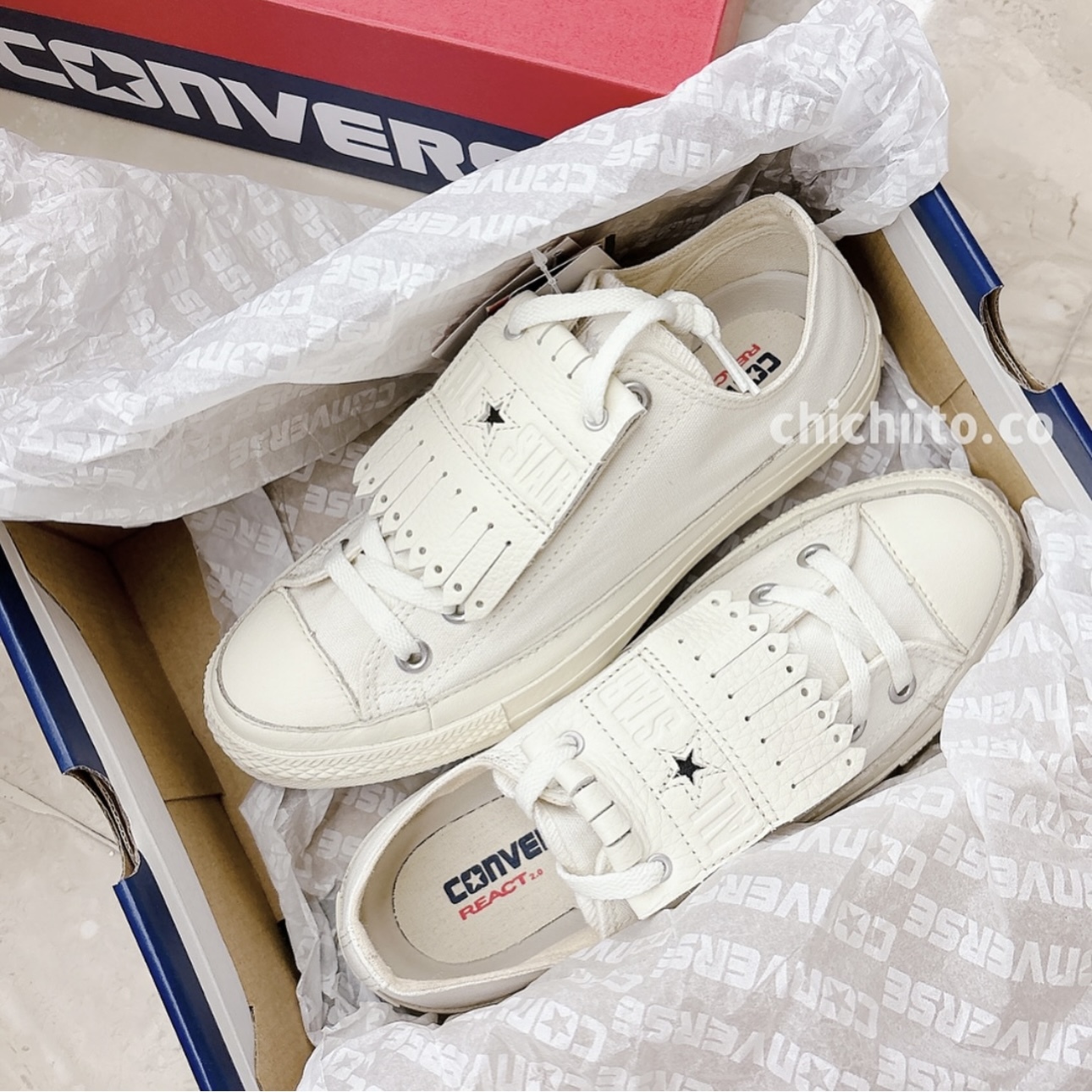 converse 流蘇牛奶帆布鞋