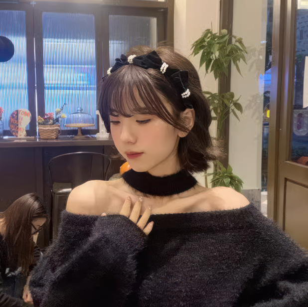 Vintage French Velvet Pearl Bow Headband