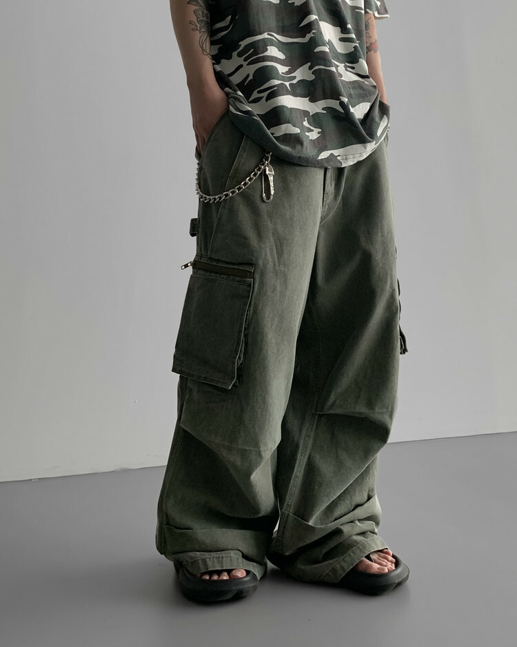 巴塞爾石洗工裝褲