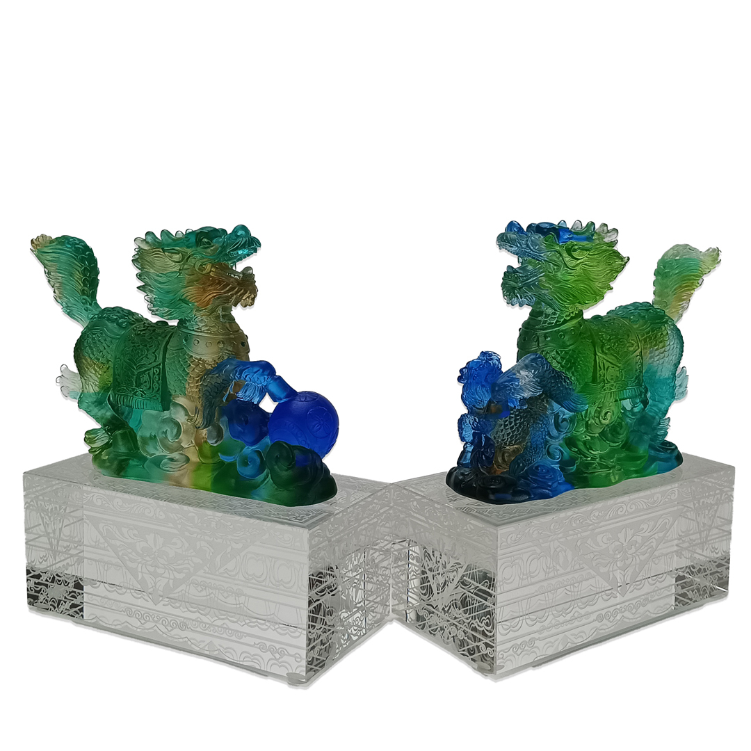 琉璃麒麟獻瑞招財擺飾｜好運財富加持 居家辦公風水推薦