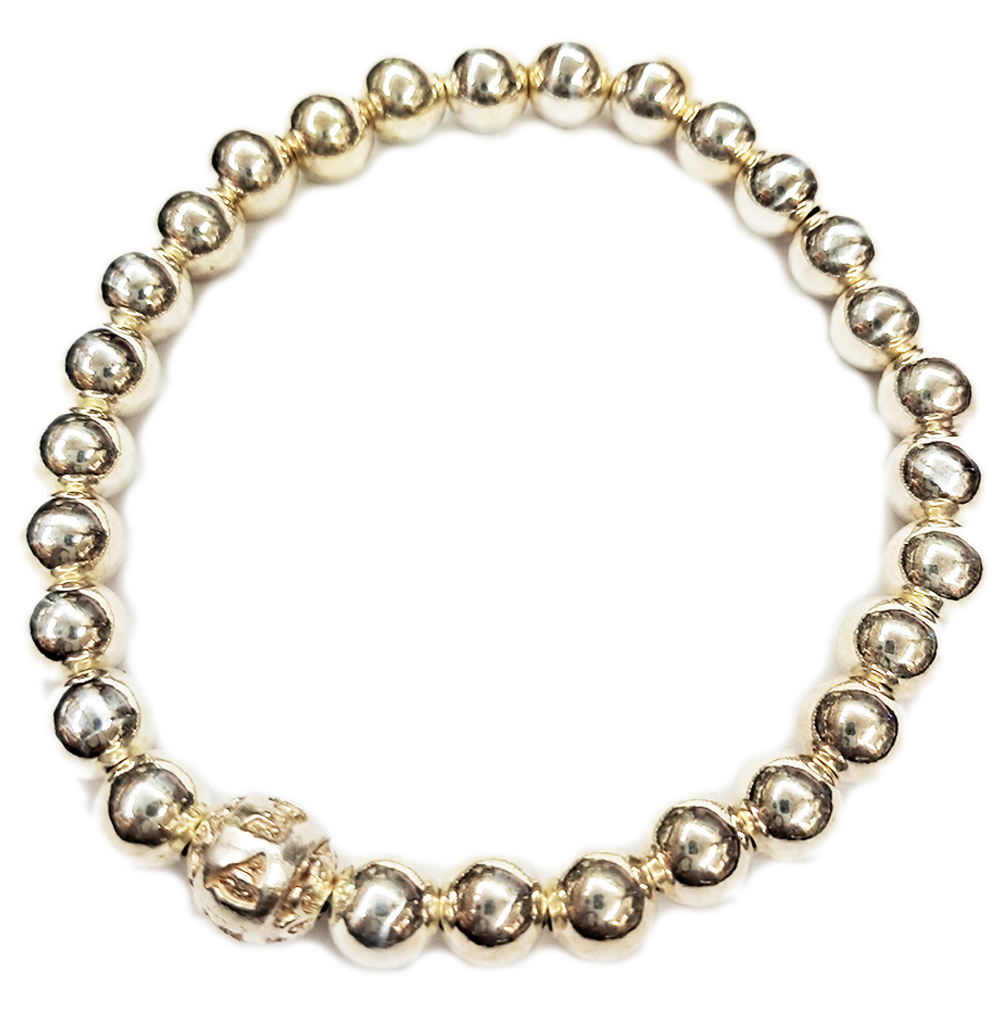 六字咒+925純銀手工手珠6mm【十方】141535