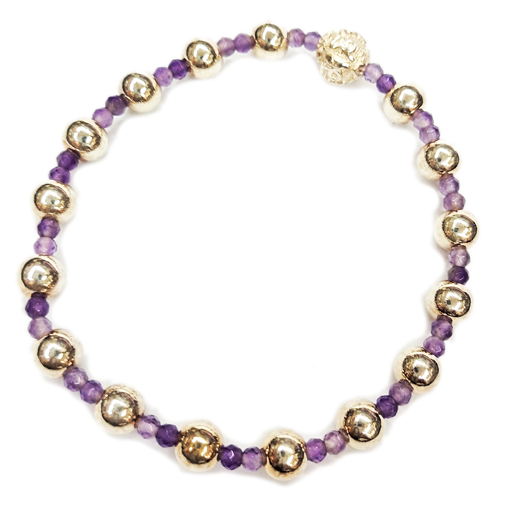 紫晶+六字真言925純銀圓珠手珠6mm【十方】146733