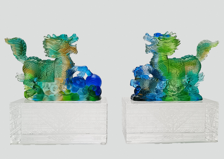 鹿港窯禮品館 琉璃 麒麟獻瑞 帶來好運與財富