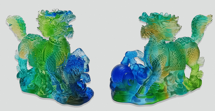 鹿港窯禮品館 琉璃 麒麟獻瑞 帶來好運與財富