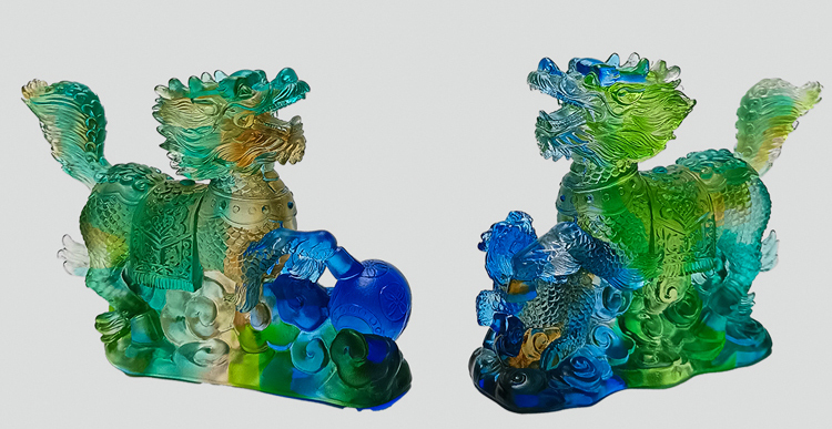 鹿港窯禮品館 琉璃 麒麟獻瑞 帶來好運與財富
