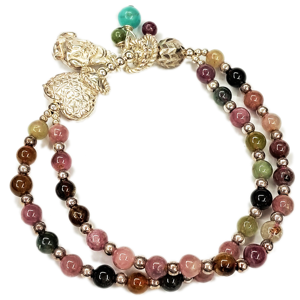 招財貔貅925銀+碧璽手珠5mm【十方】145026