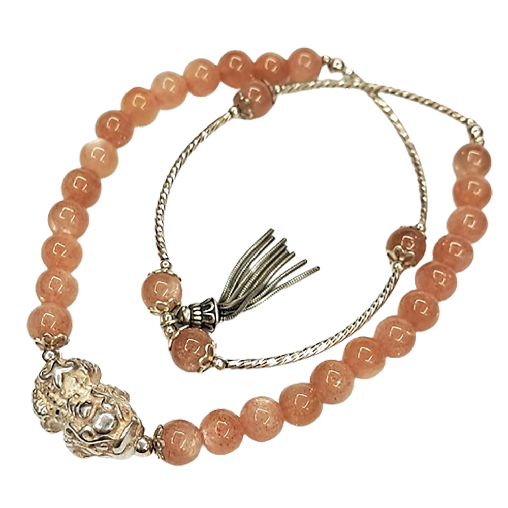 貔貅銀管純銀頂級太陽石手珠6mm【十方】145491