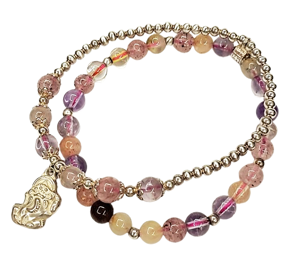 招財貔貅925銀+五彩水晶手珠6mm【十方】145028