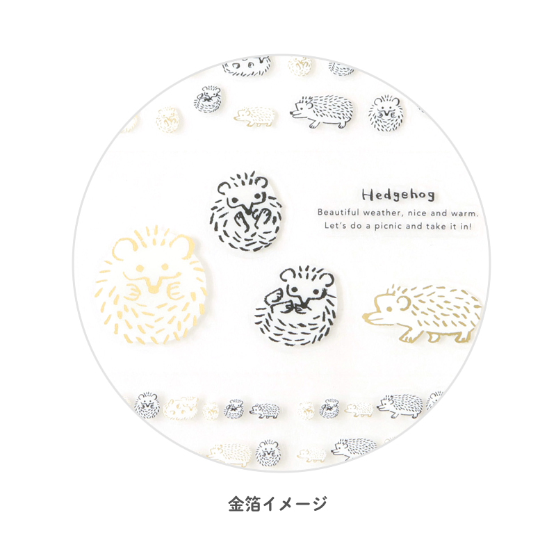 刺蝟 燙金 PET透明貼紙 動物遊行系列｜日本RYU-RYU
