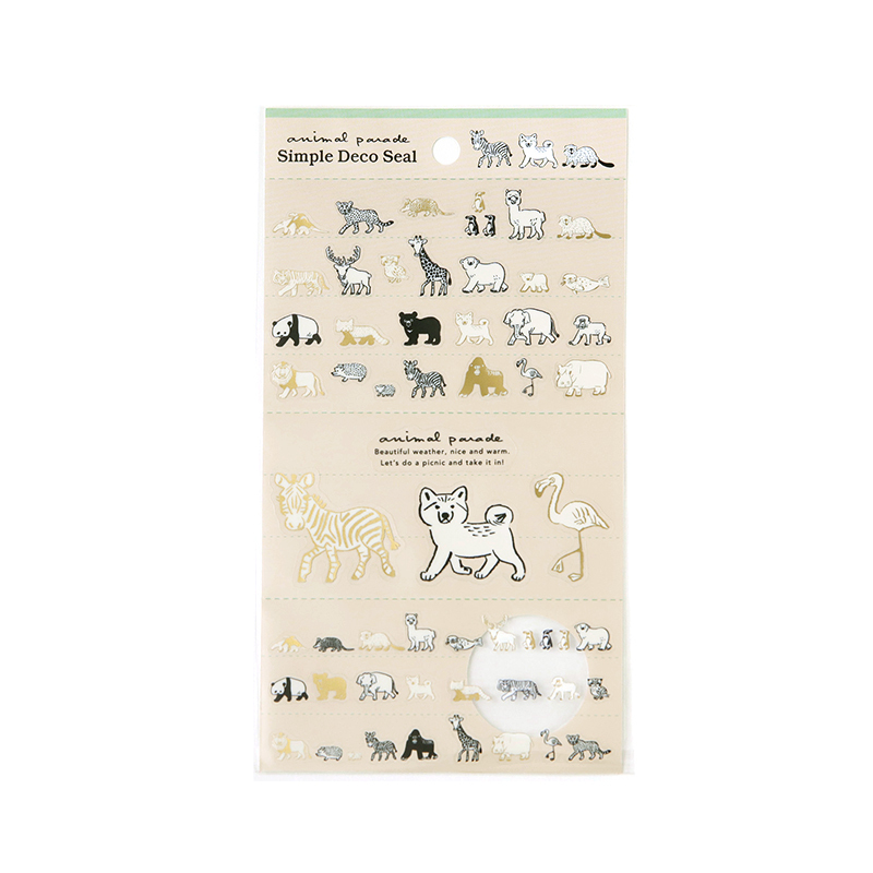 陸地動物 燙金 PET透明貼紙 動物遊行系列｜日本RYU-RYU