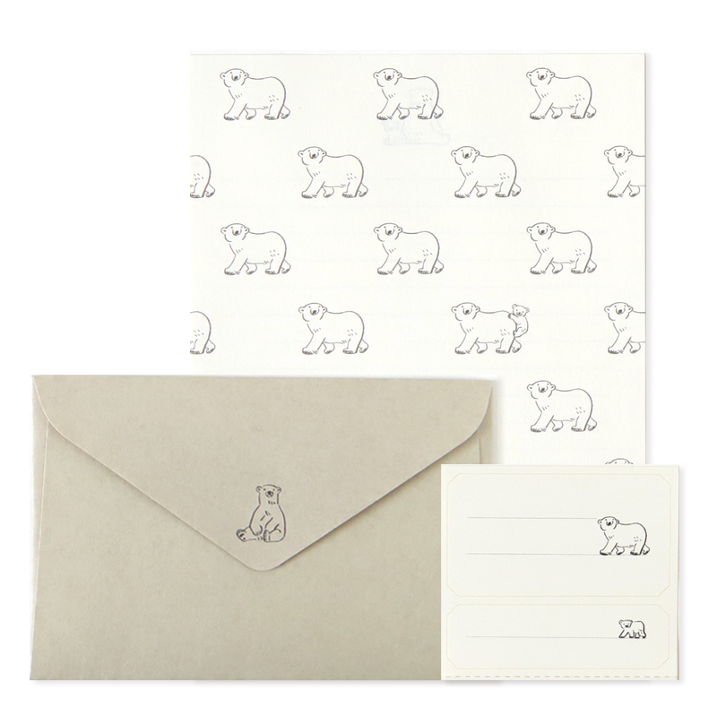 白熊 信紙信封組 動物遊行系列｜日本RYU-RYU