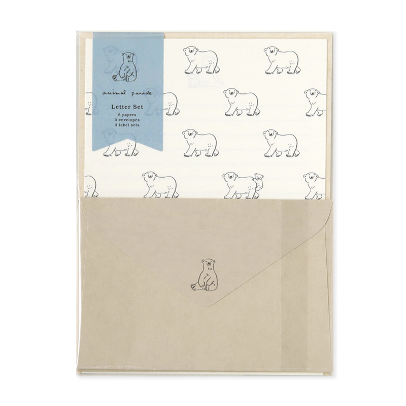 白熊 信紙信封組 動物遊行系列｜日本RYU-RYU