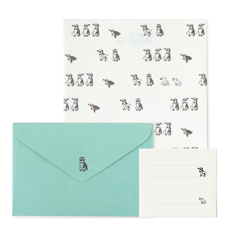 企鵝 信紙信封組 動物遊行系列｜日本RYU-RYU