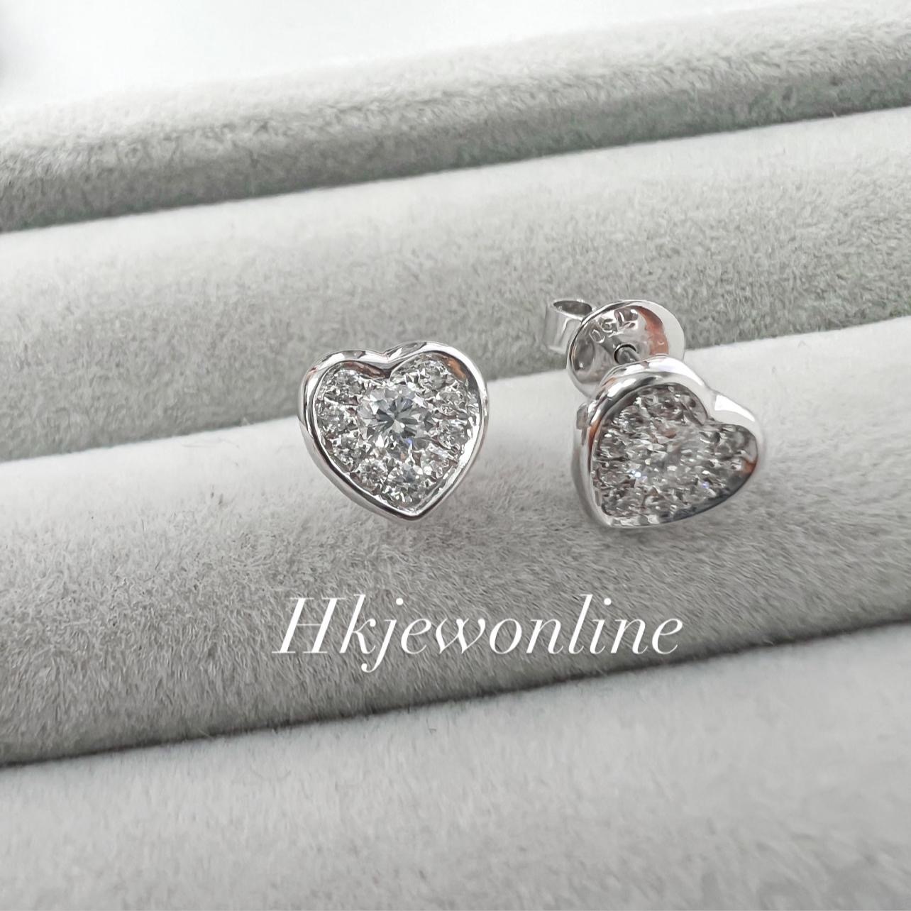 18K White Gold Heart Diamond Earrings
