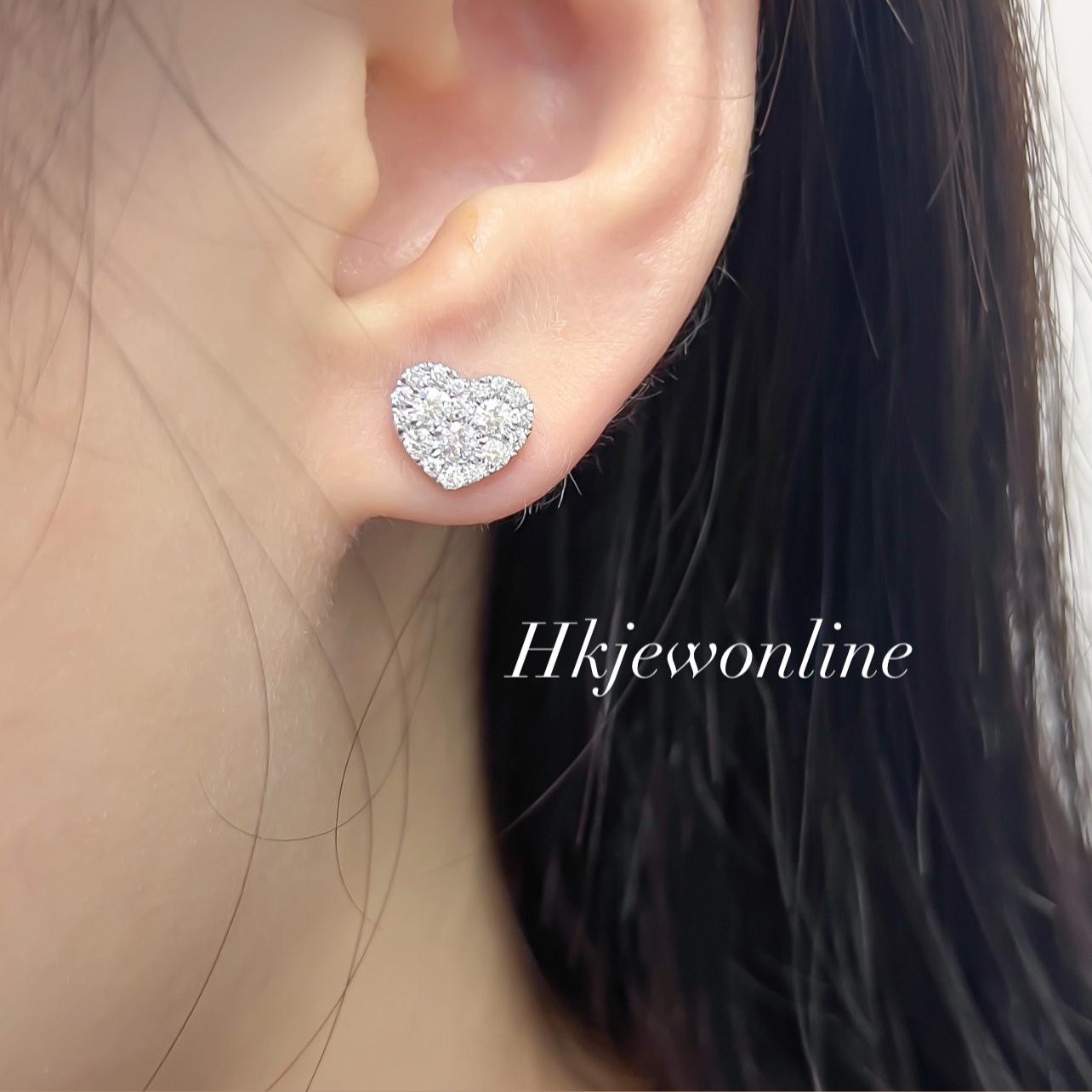 18K White Gold Heart Diamond Earrings