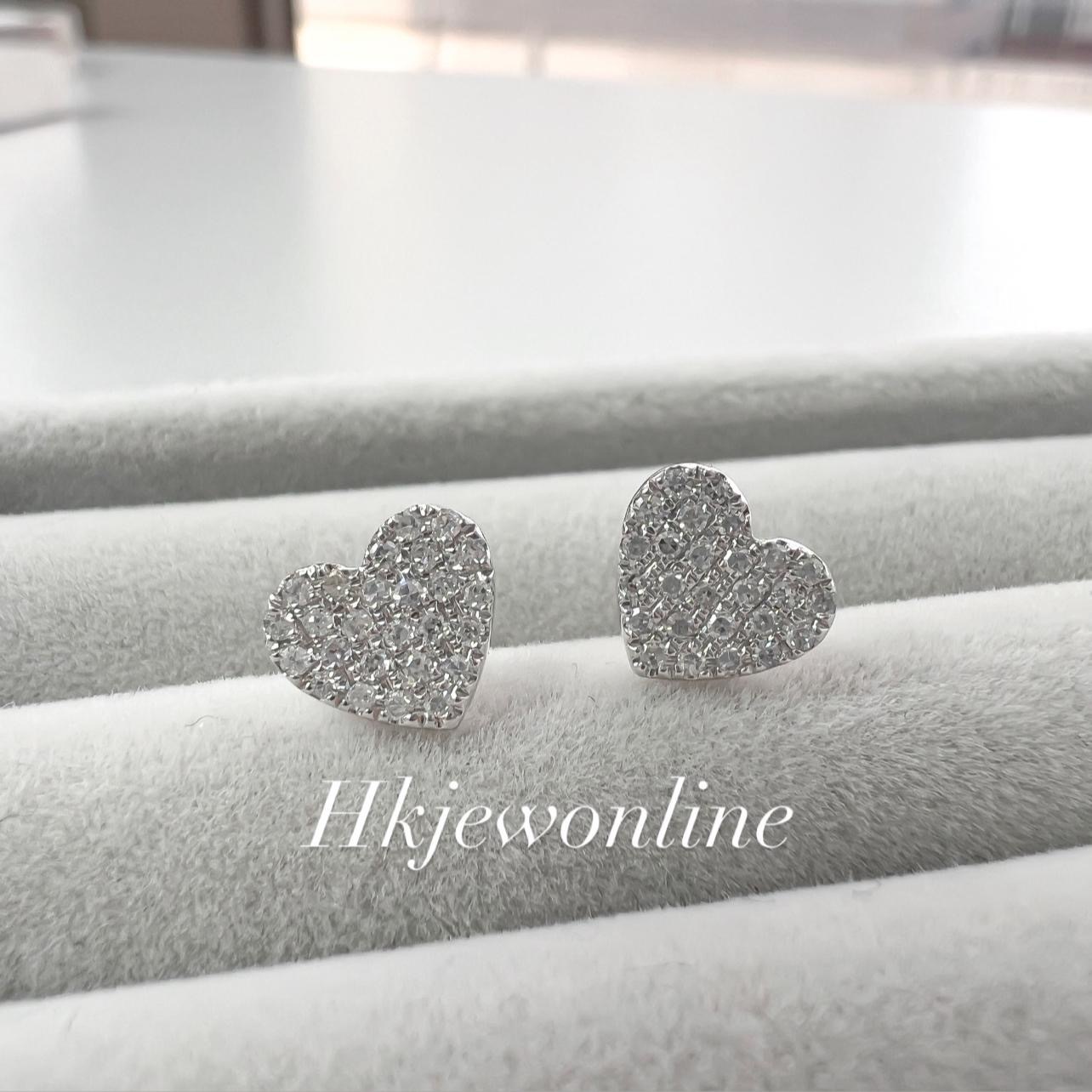 18K White Gold Heart Diamond Earrings