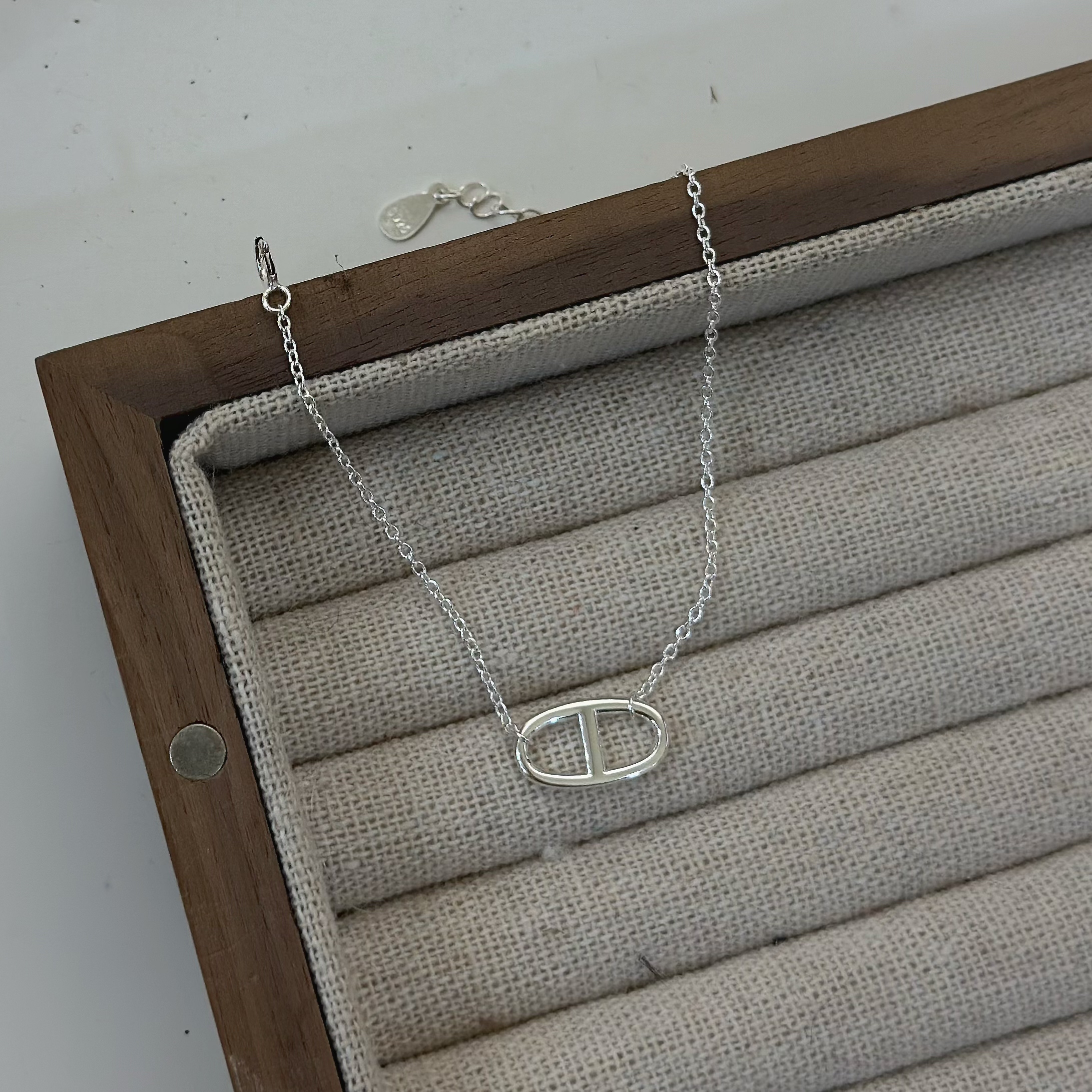 J08素面豬鼻純銀手鍊