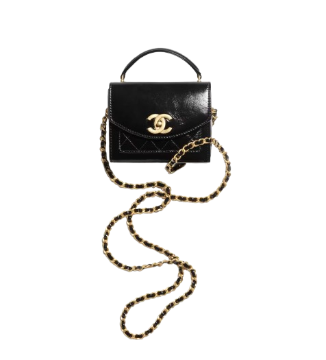 CHANEL 漆面皺紋小羊皮及金色金屬 手袋