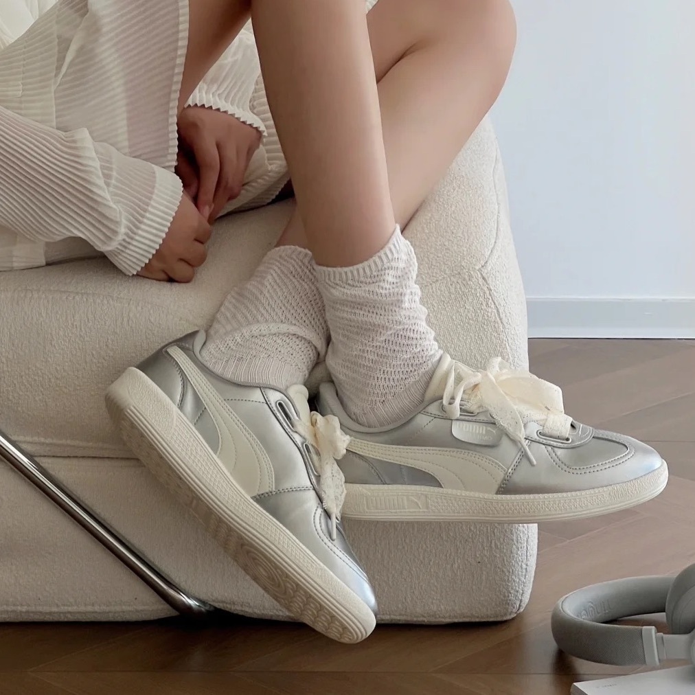 PUMA PALERMO 銀奶油 液態銀 奶油白 粗鞋帶 蕾絲 芭蕾風 女鞋 402331-01 / 預購