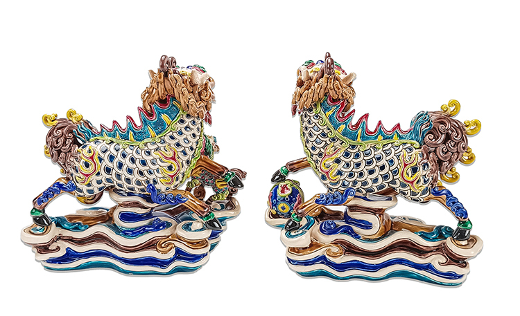 鹿港窯禮品館：交趾陶麒麟對，傳承與創新的藝術結合，寓意繁榮與保護