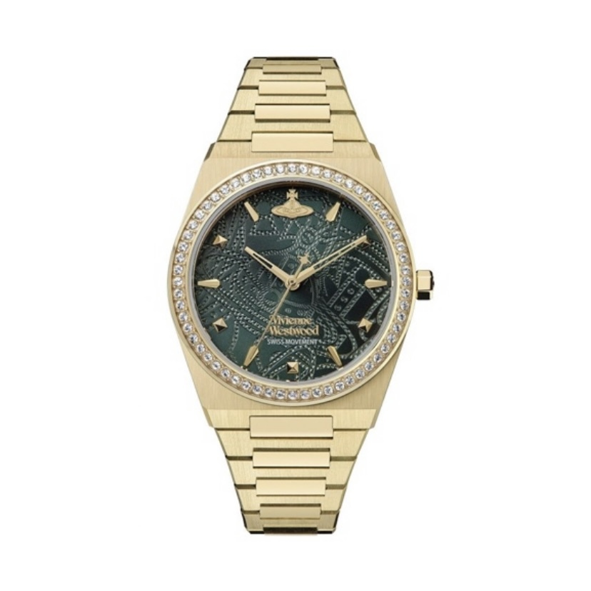 VIVIENNE WESTWOOD 手錶 34mm 腕錶 石英機芯 不鏽鋼錶帶 綠色錶盤 50米防水