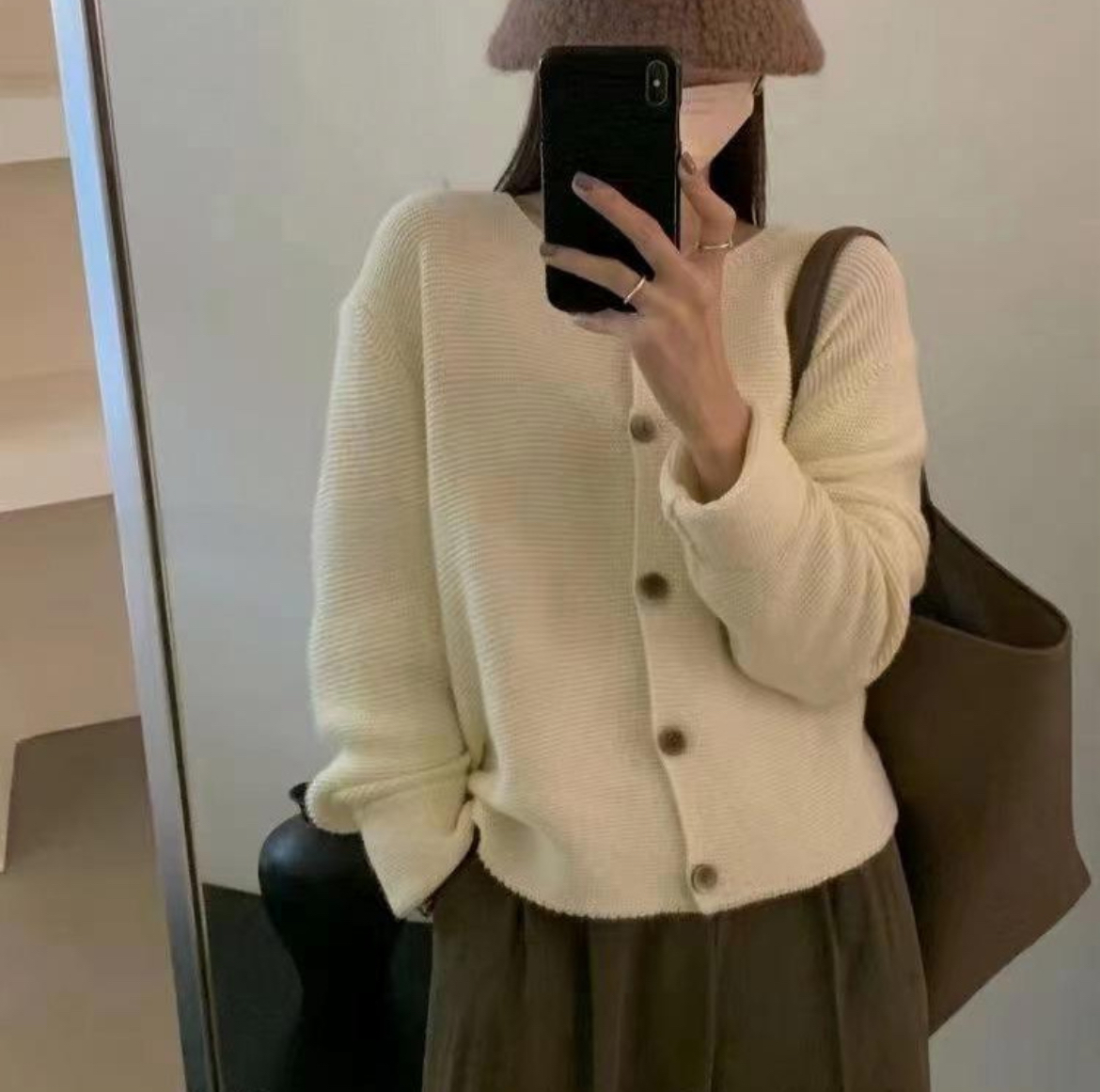 ᴷᴼᴿᴱᴬ 正韓🇰🇷美拉德穿搭高級感圓領針織毛衣外套（三色）