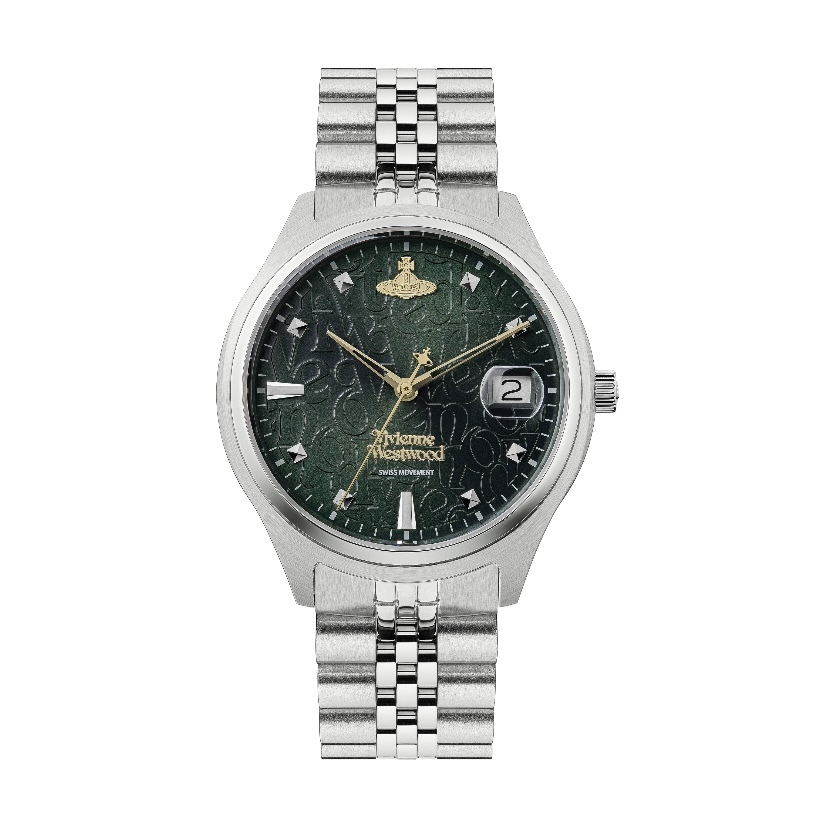 VIVIENNE WESTWOOD 手錶 37mm 腕錶 石英機芯 精鋼錶帶 綠色表盤 土星元素 防水