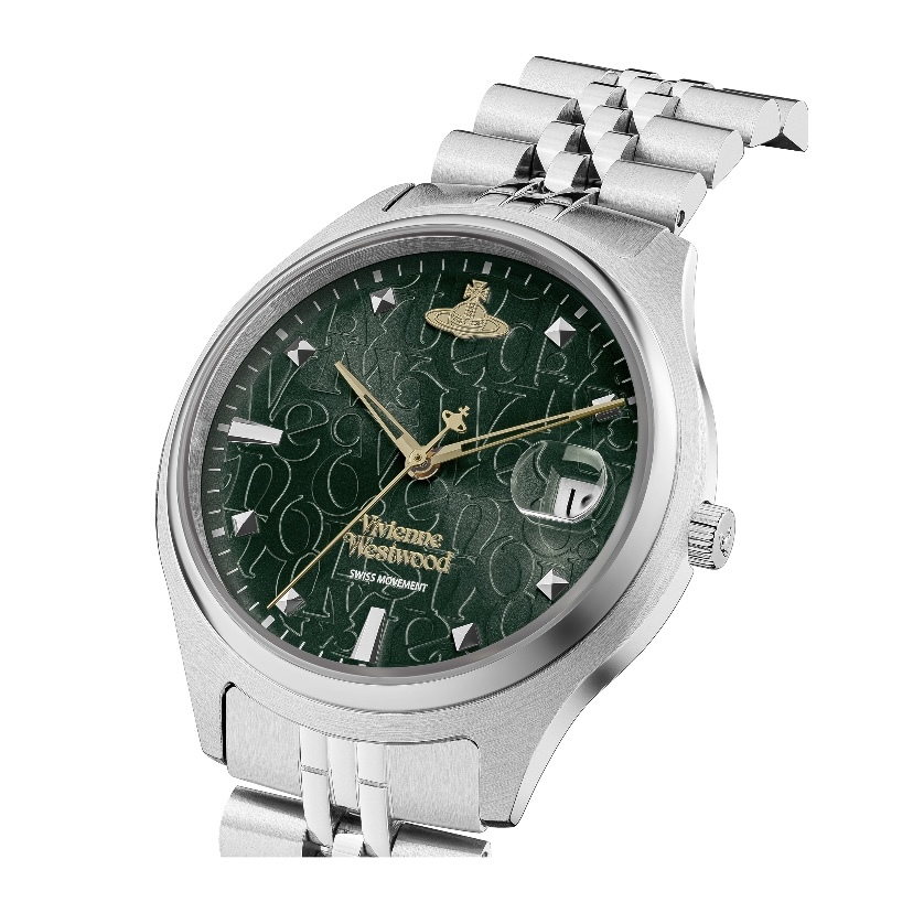 VIVIENNE WESTWOOD 手錶 37mm 腕錶 石英機芯 精鋼錶帶 綠色表盤 土星元素 防水