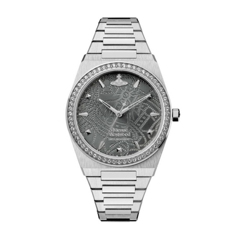 VIVIENNE WESTWOOD Watch 手錶 34mm 腕錶 石英機芯 不鏽鋼錶帶 灰色錶盤 50米防水