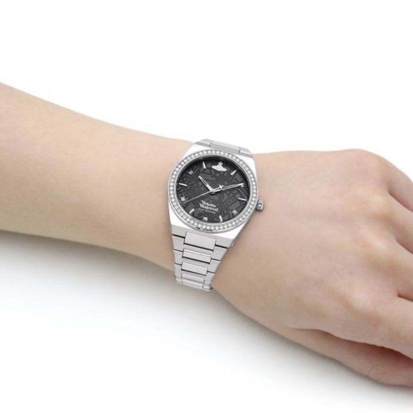 VIVIENNE WESTWOOD Watch 手錶 34mm 腕錶 石英機芯 不鏽鋼錶帶 灰色錶盤 50米防水