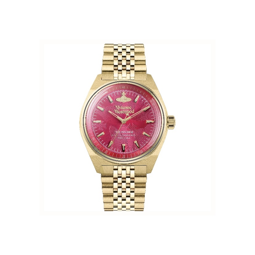 VIVIENNE WESTWOOD 手錶 39mm 腕錶 石英機芯 精鋼錶帶 粉色錶盤 女錶 火龍果色玫紅錶盤 經典士星 50米防水