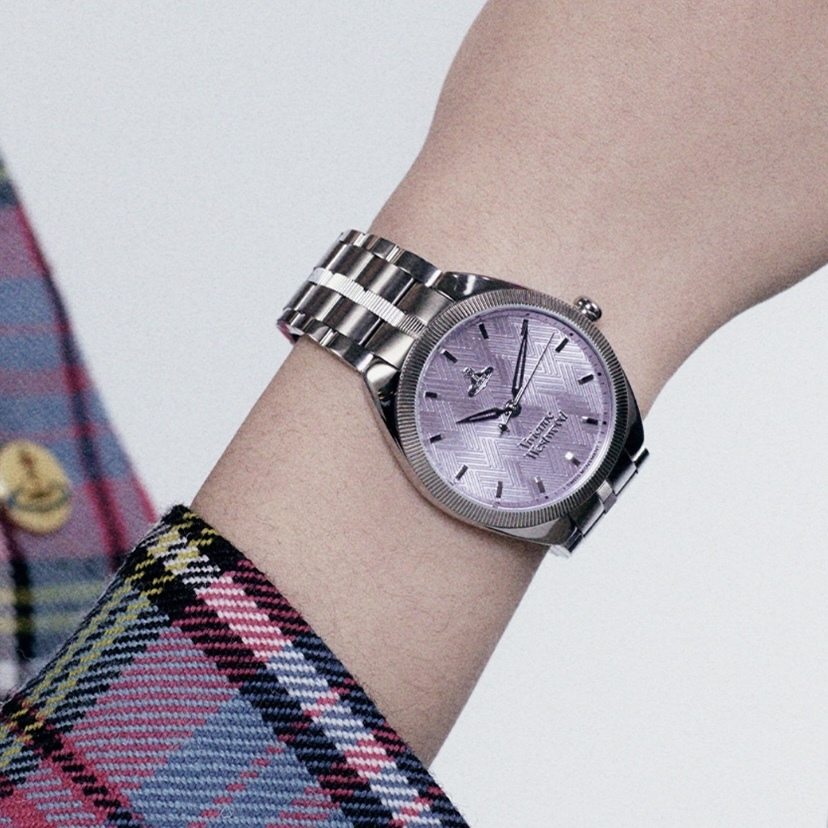 VIVIENNE WESTWOOD 手錶 37mm 腕錶 石英機芯 精鋼不鏽鋼錶帶 紫色錶盤 50米防水
