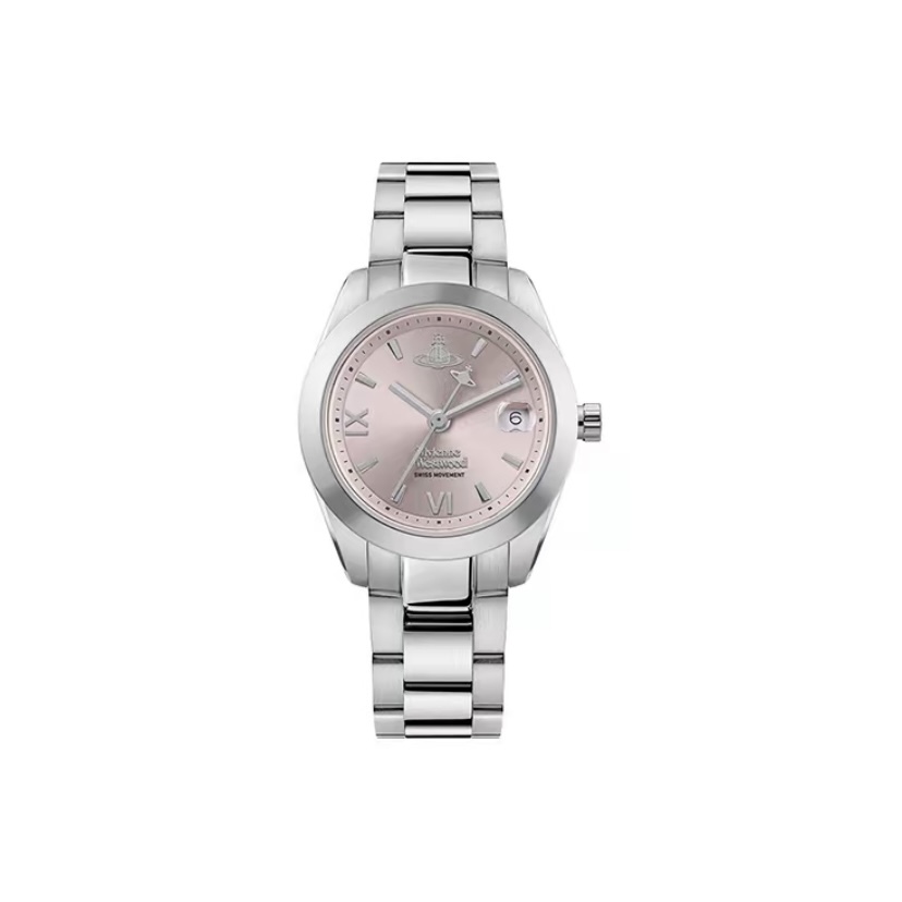 VIVIENNE WESTWOOD 手錶 28mm 腕錶 石英機芯 精鋼表帯 粉色錶盤