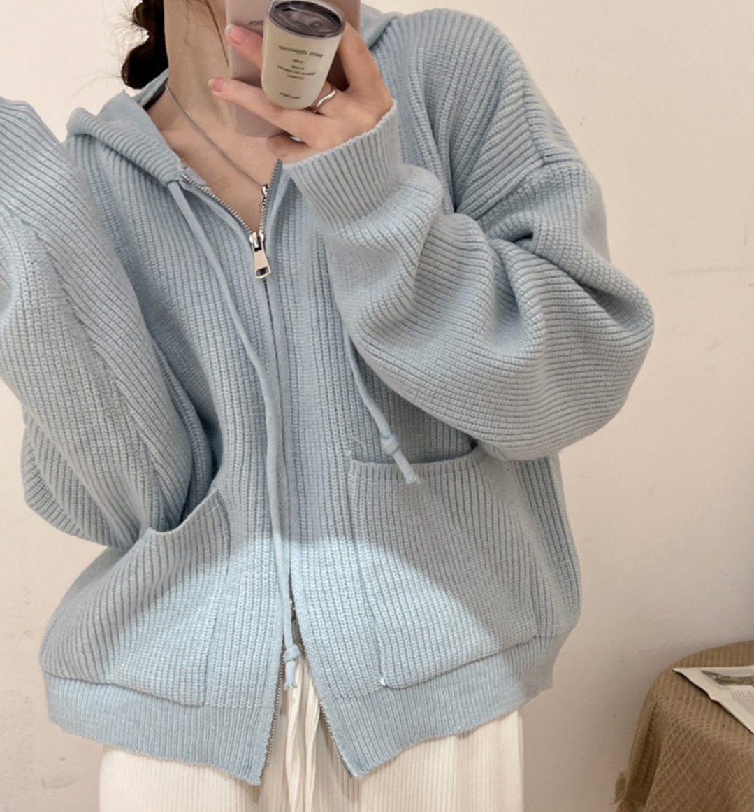 ᴷᴼᴿᴱᴬ 正韓🇰🇷韓系慵懶連帽設計款毛衣外套（三色）