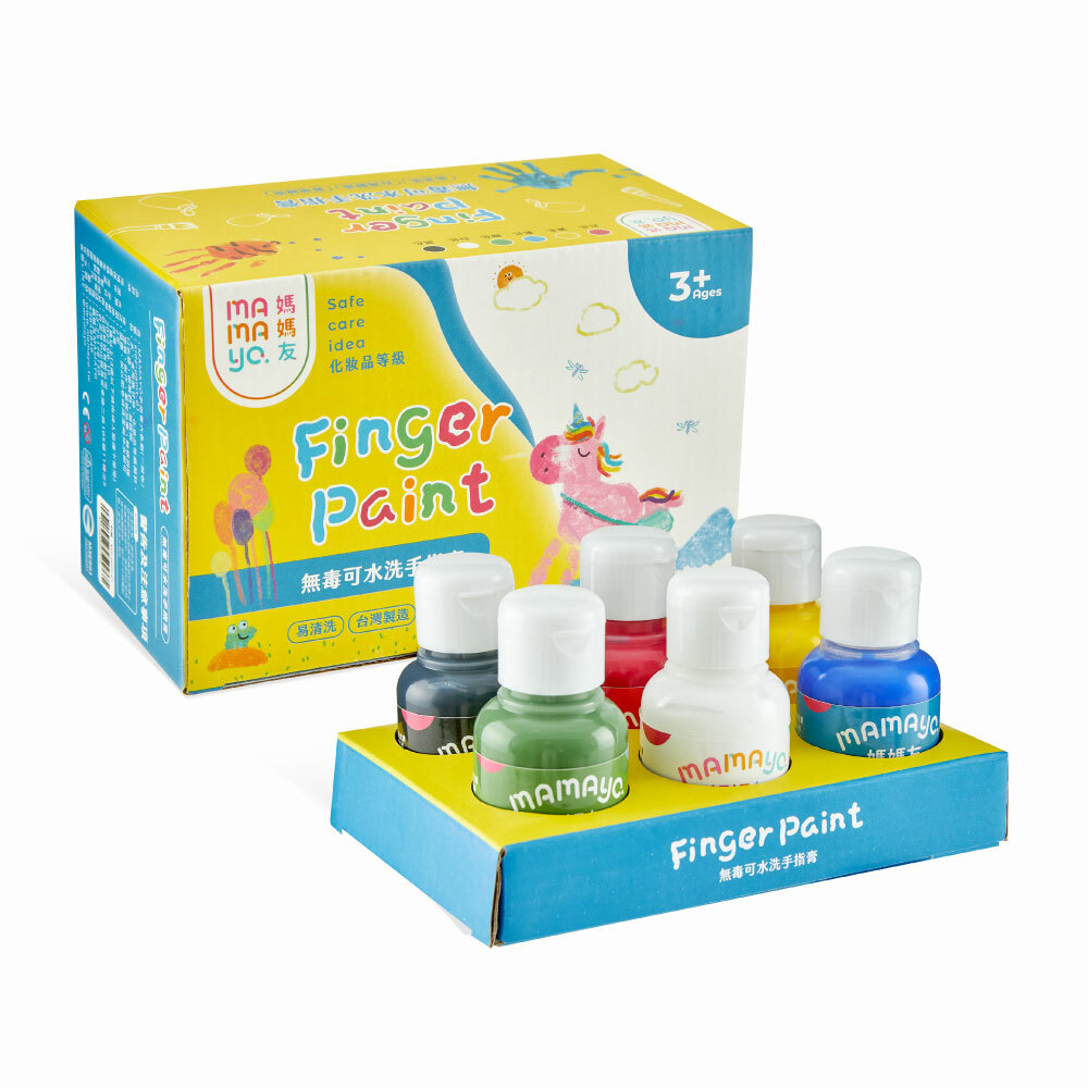 【mamayo】可水洗幼兒無毒手指膏六色組-一般色/螢光色