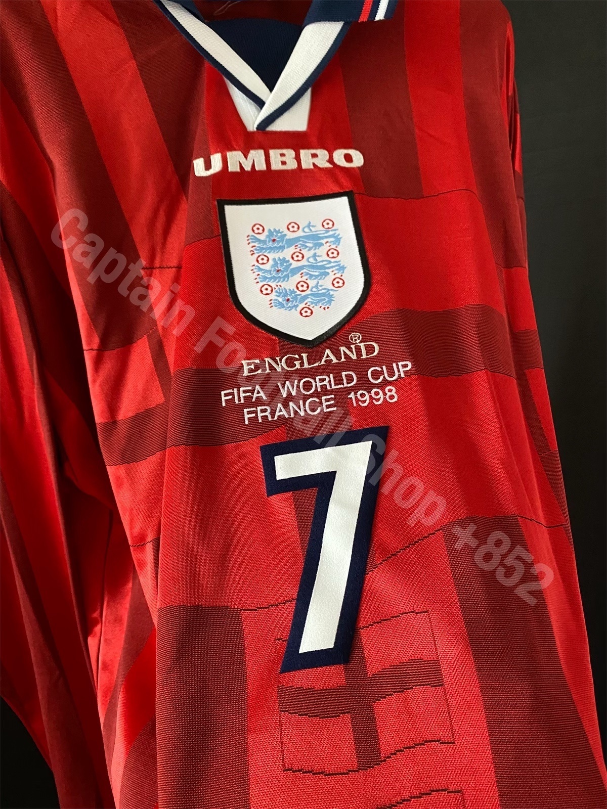 England 1998 FIFA World Cup Umbro L/S Away Shirt #7 BEC