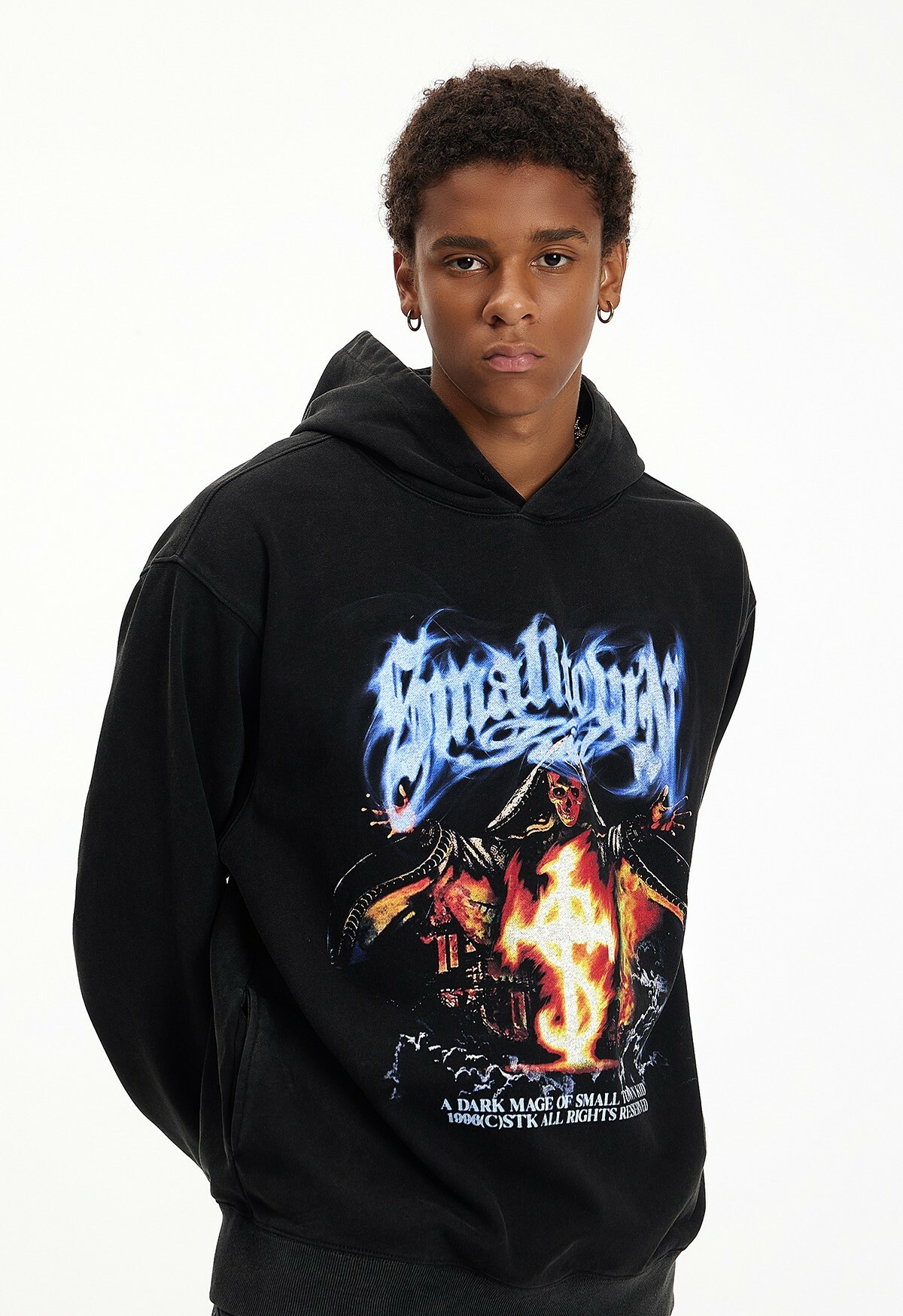 STK SmallTownKid 死亡法師 水洗印花 帽T