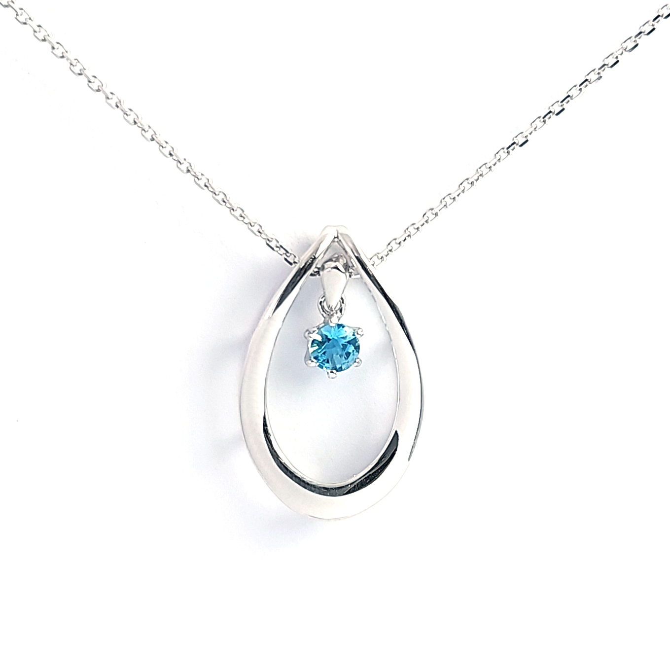 18K白金天然鑽石托帕石頸鏈