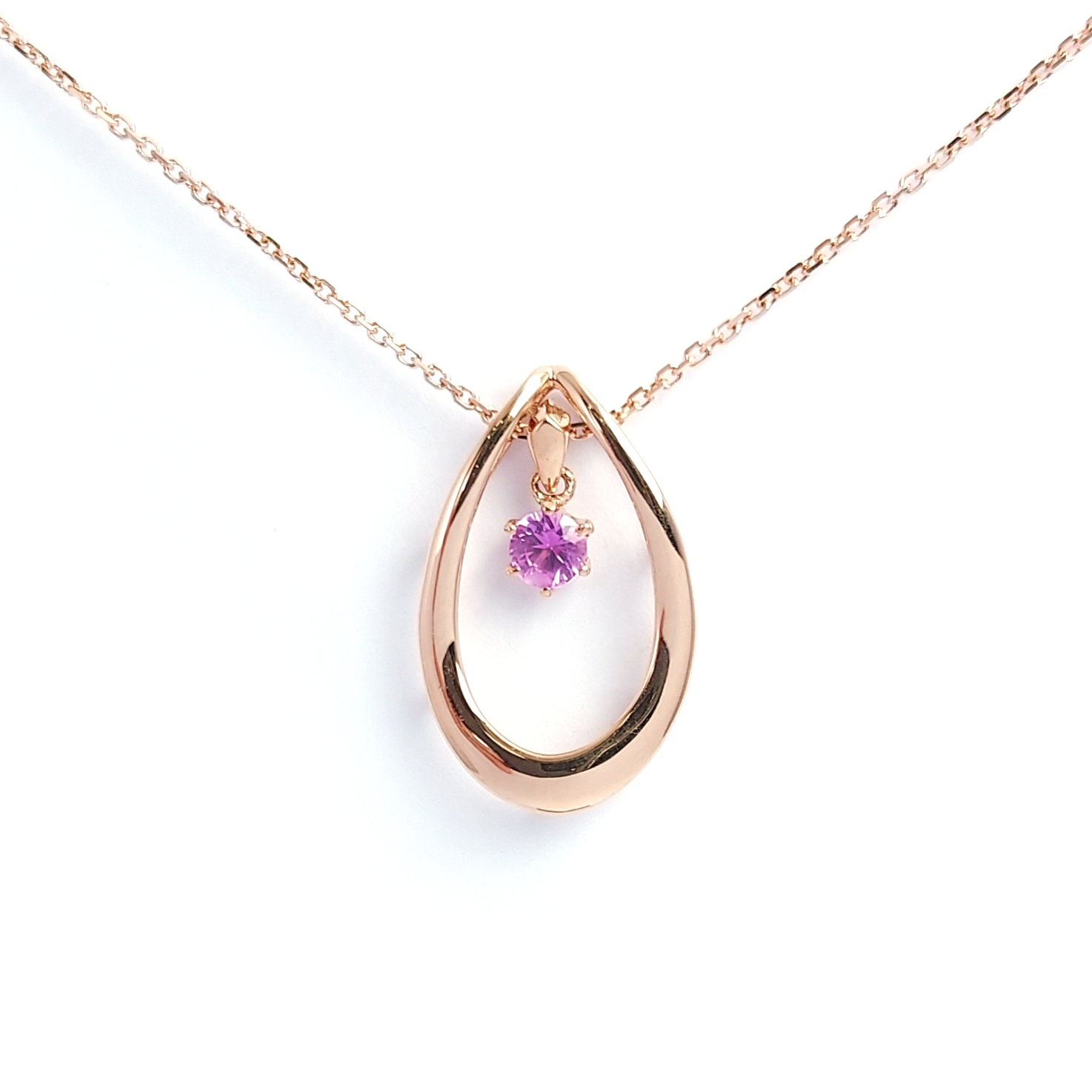 18K玫瑰金天然鑽石紫晶石頸鏈