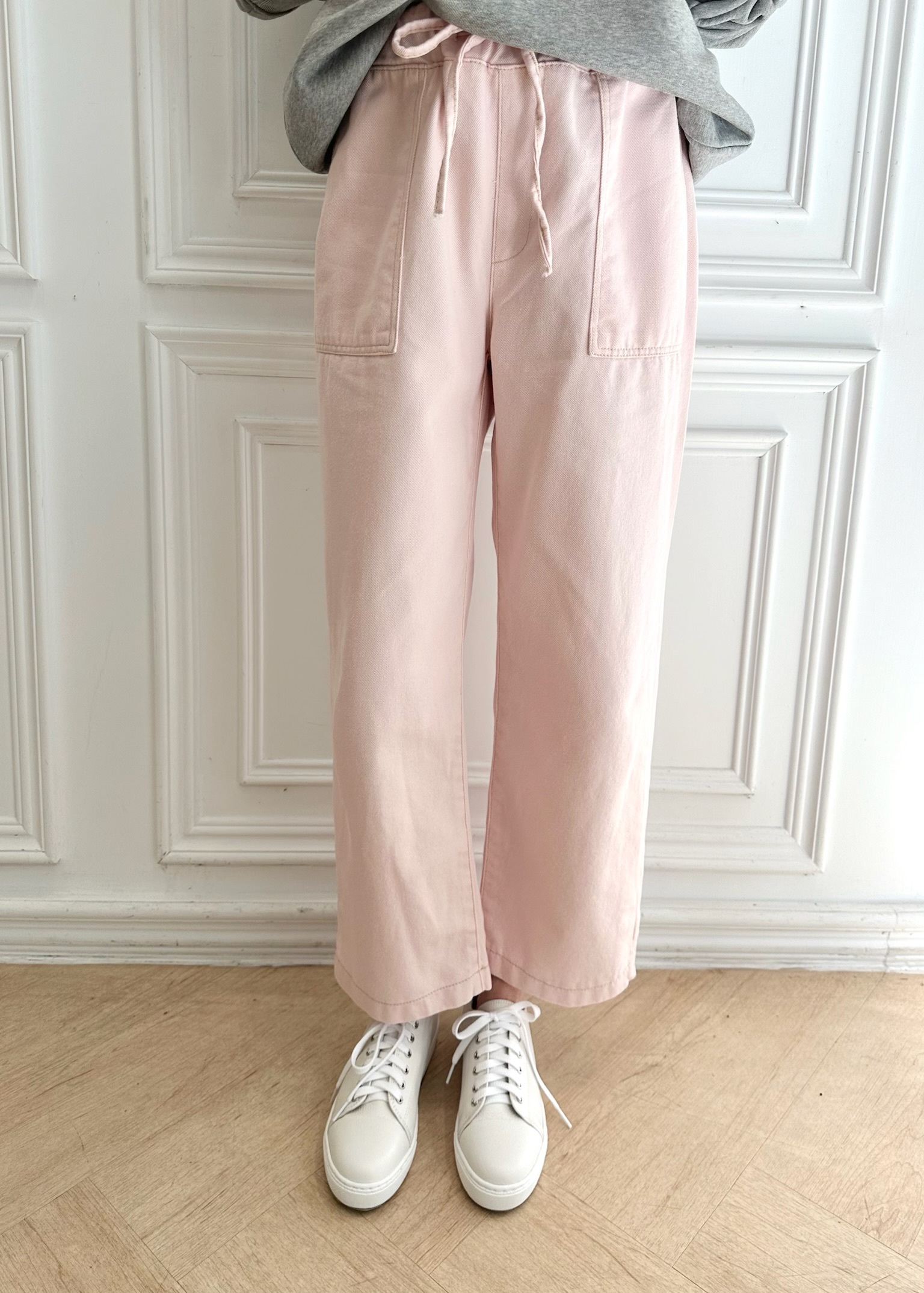 (輕盈可愛)抽繩口袋牛仔褲