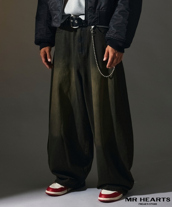 『代購商品』FREAK'S STORE MR HEARTS VINTAGE WASH WIDE SILHOUETTE CURVE DENIM 彎刀 括腿 褲子 水洗 牛仔褲 現貨 1243280400008