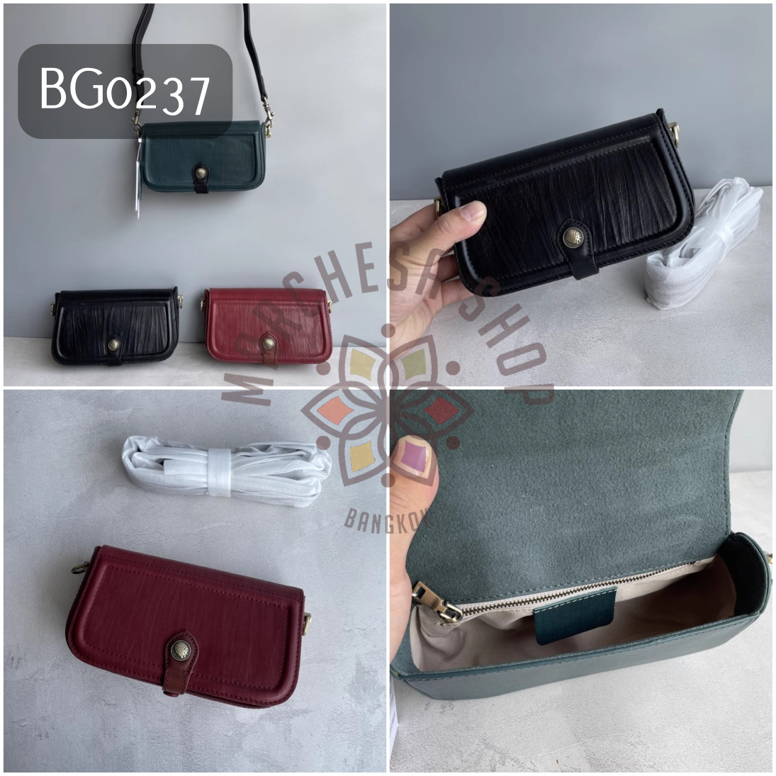 BG0237 - 頭層牛皮復古長方鈄揹小手袋