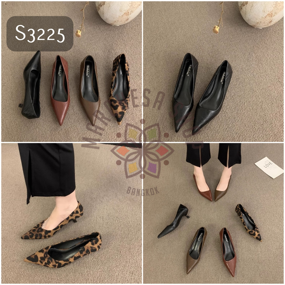 S3225 - 真皮軟牛皮簡約尖頭低踭鞋