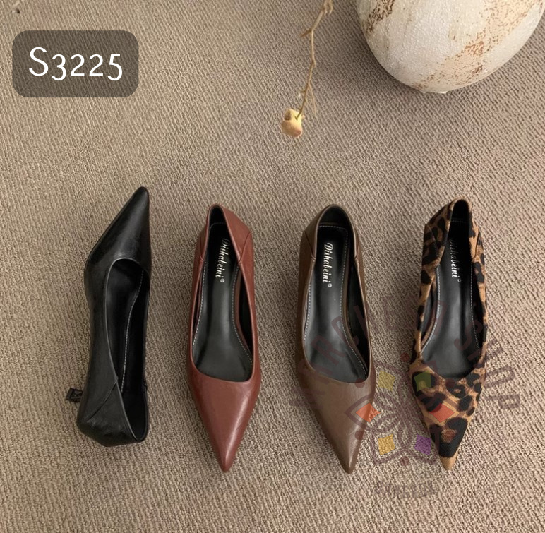 S3225 - 真皮軟牛皮簡約尖頭低踭鞋