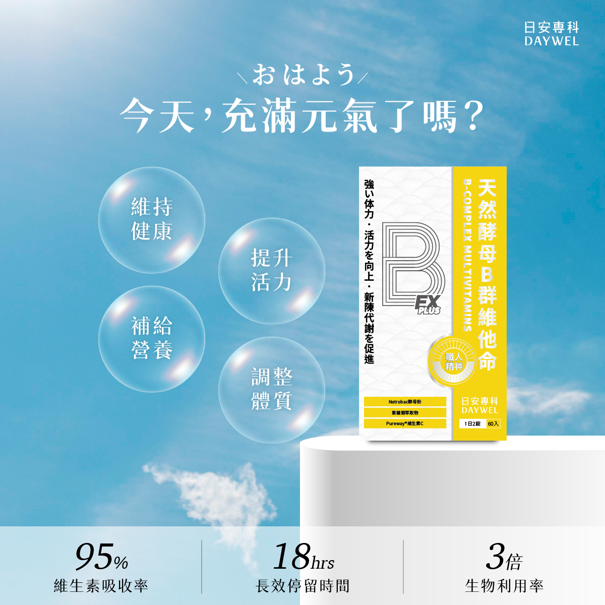 天然酵母B群維他命 維持健康 補給營養 提升活力 調整體質