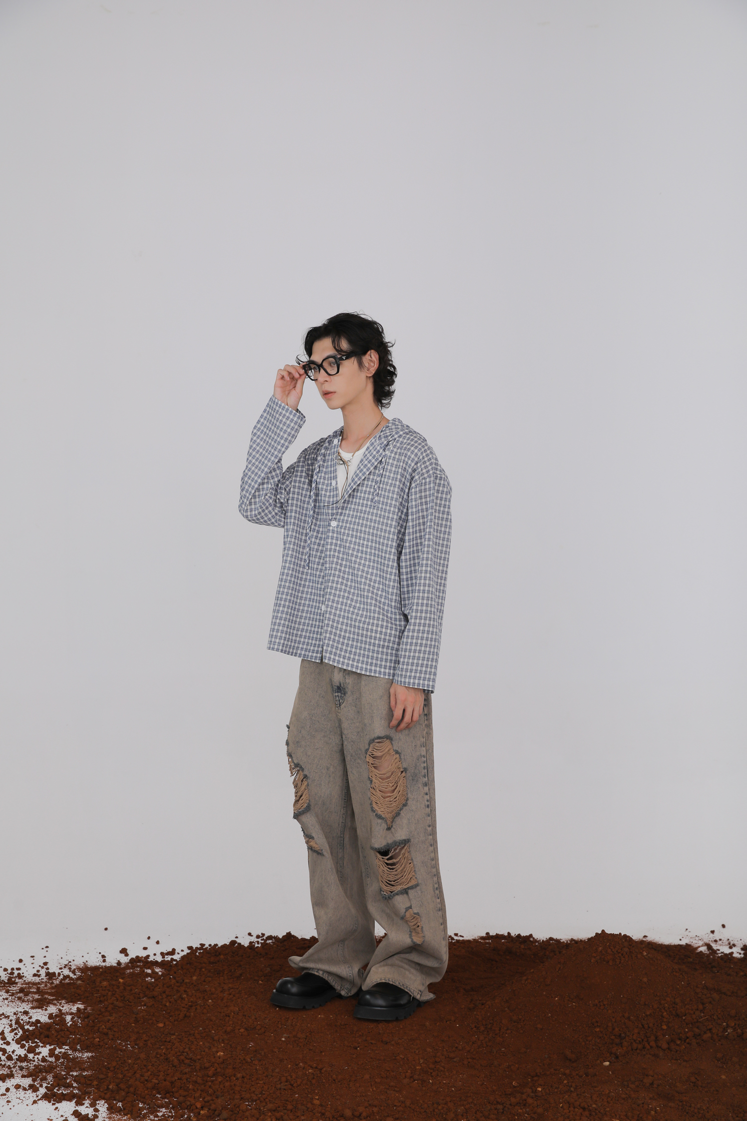 Check Hood Shirt #連帽襯衫