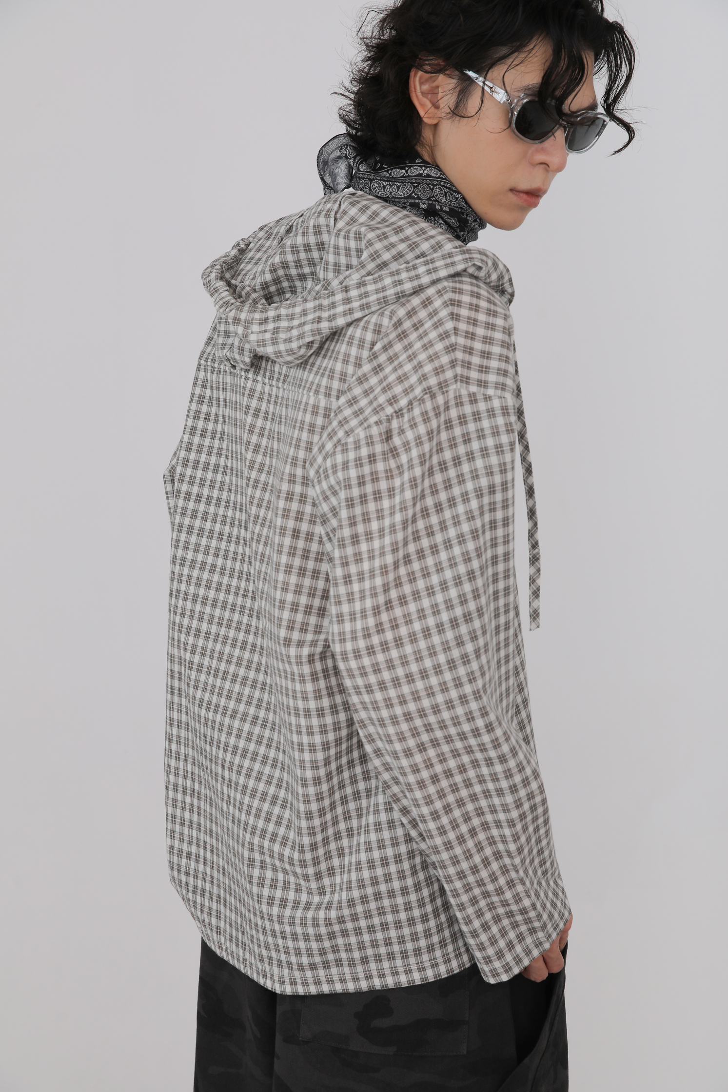 Check Hood Shirt #連帽襯衫