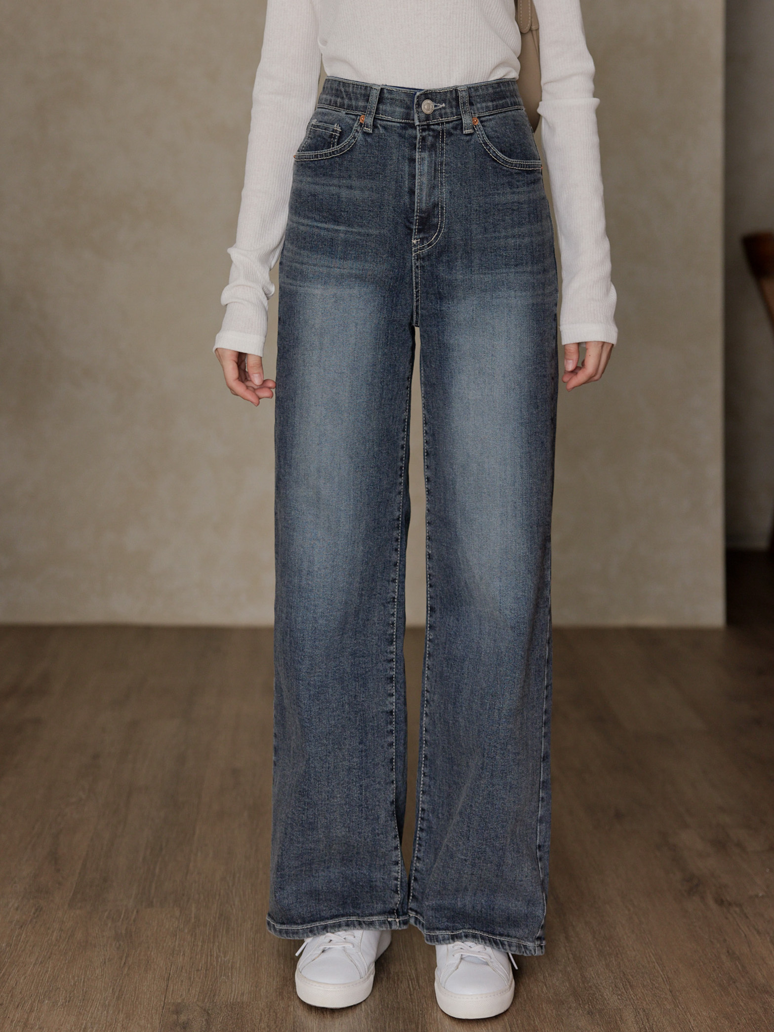 復古極顯瘦牛仔長褲